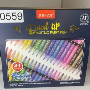 ZEYAR Acrylic Paint Pen, Dual Tip: Board and Fine, 24Colors AP Certified